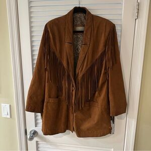 Vintage Brown Suede Fringe Jacket